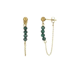 Femme Luzaka Boucles<Boucles Isa Pierres Malachite acier doré or