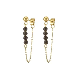 Femme Luzaka Boucles<Boucles Isa Pierres Obsidienne acier doré or