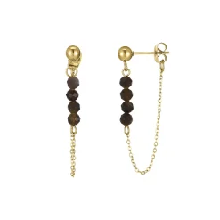 Femme Luzaka Boucles<Boucles Isa Pierres Obsidienne acier doré or