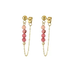 Femme Luzaka Boucles<Boucles Isa Pierres Rhodonite acier doré or