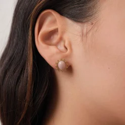 Femme Luzaka Boucles<Boucles Lyka acier doré or pierre Rhodonite