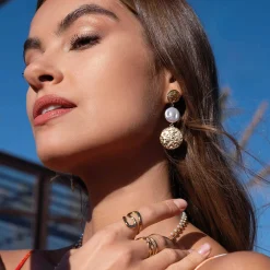 Femme Luzaka Boucles<Boucles Marie acier doré or nacre