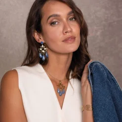 Femme Luzaka Boucles<Boucles Mélissa bleues acier doré or