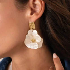 Femme Luzaka Boucles<Boucles Naomi blanches acier doré or