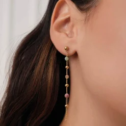 Femme Luzaka Boucles<Boucles pendantes acier doré or et pierres