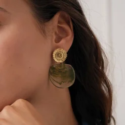 Femme Luzaka Boucles<Boucles Pénélope vert acier doré or