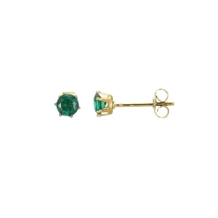 Femme Luzaka Boucles<Boucles Puces acier doré or zircons vert