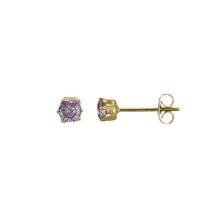 Femme Luzaka Boucles<Boucles Puces acier doré or zircons violets