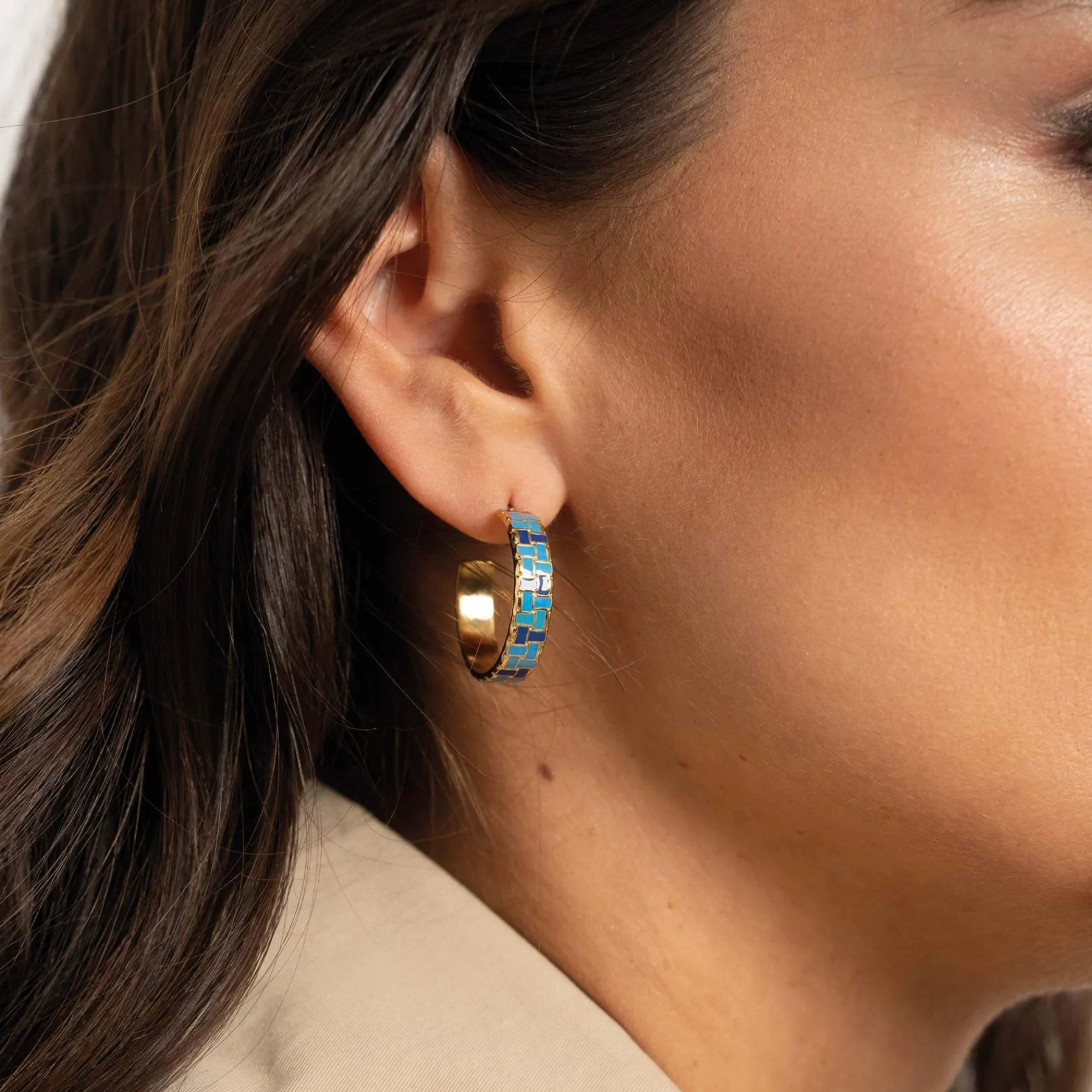 Femme Luzaka Boucles<Boucles Rio bleues acier doré or