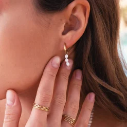 Femme Luzaka Boucles<Boucles Tahoré Perles nacre acier doré or