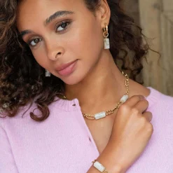 Femme Luzaka Boucles<Boucles Topia blanches acier doré or