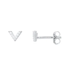 Femme Luzaka Boucles<Boucles V zircons Argent 925 rhodié