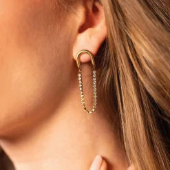 Femme Luzaka Boucles<Boucles Zircons blancs acier dorées or