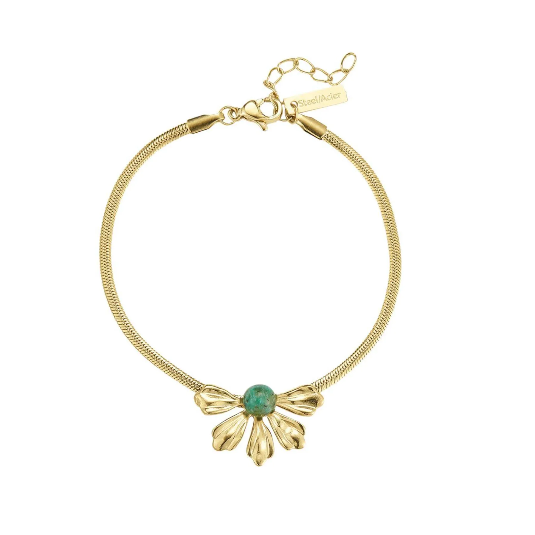 Femme Luzaka Bracelets<Bracelet Amélie acier doré or pierre Pin Africain