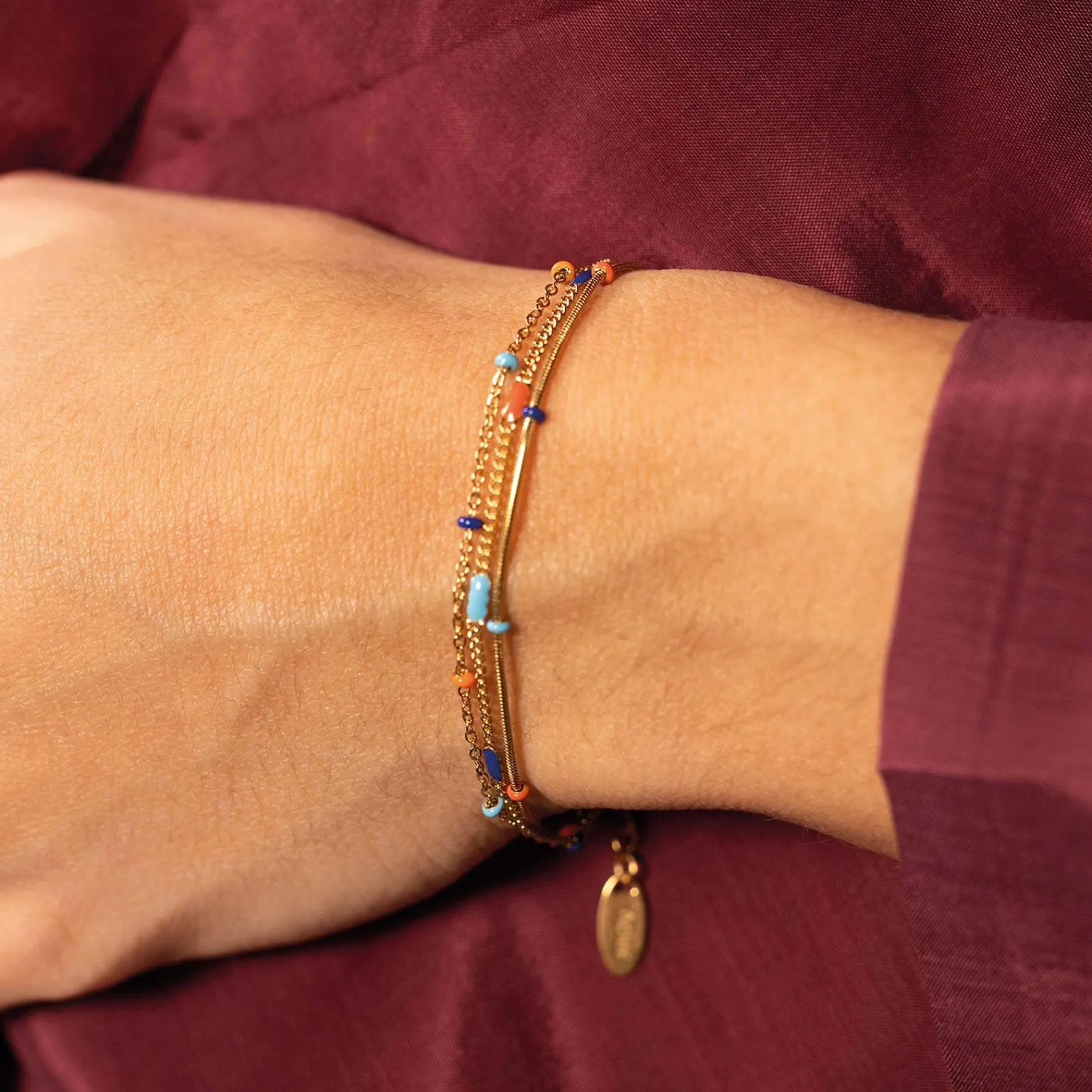 Femme Luzaka Bracelets<Bracelet Bilbao bleu acier doré or