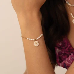 Femme Luzaka Bracelets<Bracelet Fleur nacre acier doré or