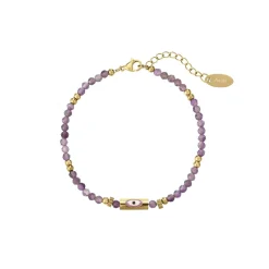 Femme Luzaka Bracelets<Bracelet Lucky eye Améthyste acier doré or