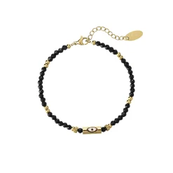 Femme Luzaka Bracelets<Bracelet Lucky eye Obsidienne acier doré or