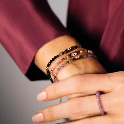 Femme Luzaka Bracelets<Bracelet Lucky eye Rhodonite acier doré or