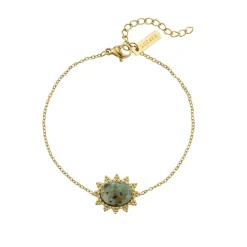 Femme Luzaka Bracelets<Bracelet Lyka acier doré or pierre Pin Africian