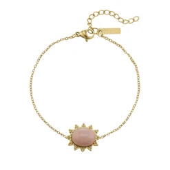 Femme Luzaka Bracelets<Bracelet Lyka acier doré or pierre Rhodonite