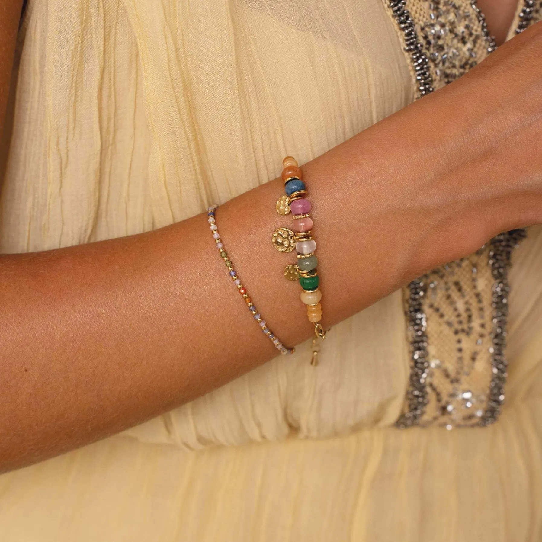 Femme Luzaka Bracelets<Bracelet Malia Multicolore acier doré or