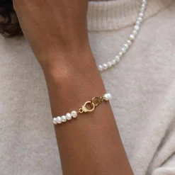 Femme Luzaka Bracelets<Bracelet Menottes Ursula acier doré or et nacre
