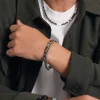 Homme Luzaka Bracelets<Bracelet Navy acier et pierres  œil de tigre