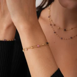 Femme Luzaka Bracelets<Bracelet Pierres multicolores acier doré or