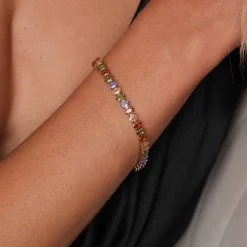 Femme Luzaka Bracelets<Bracelet Tennis multicolore acier doré or