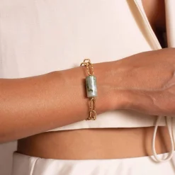 Femme Luzaka Bracelets<Bracelet Topia vert acier doré or