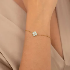 Femme Luzaka Bracelets<Bracelet Trefle blanc acier doré or