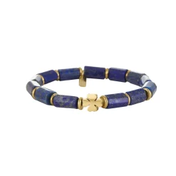 Femme Luzaka Bracelets<Bracelet Trefle Lapis Lazuli acier doré or