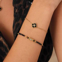 Femme Luzaka Bracelets<Bracelet Trefle noir acier doré or