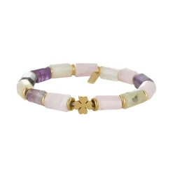 Femme Luzaka Bracelets<Bracelet Trefle pierres multicolores acier doré or