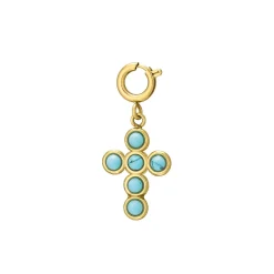 Luzaka Luzacharms<Charm Croix turquoise acier doré or