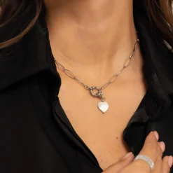 Luzaka Luzacharms<Charm Cœur nacre acier