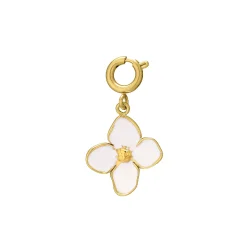 Luzaka Luzacharms<Charm Fleur blanche acier doré or