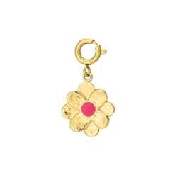Luzaka Luzacharms<Charm Fleur fuchsia acier doré