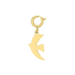 Luzaka Luzacharms<Charm Hirondelle acier doré or