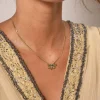 Femme Luzaka Colliers<Collier Amélie acier doré or pierre Pin Africain