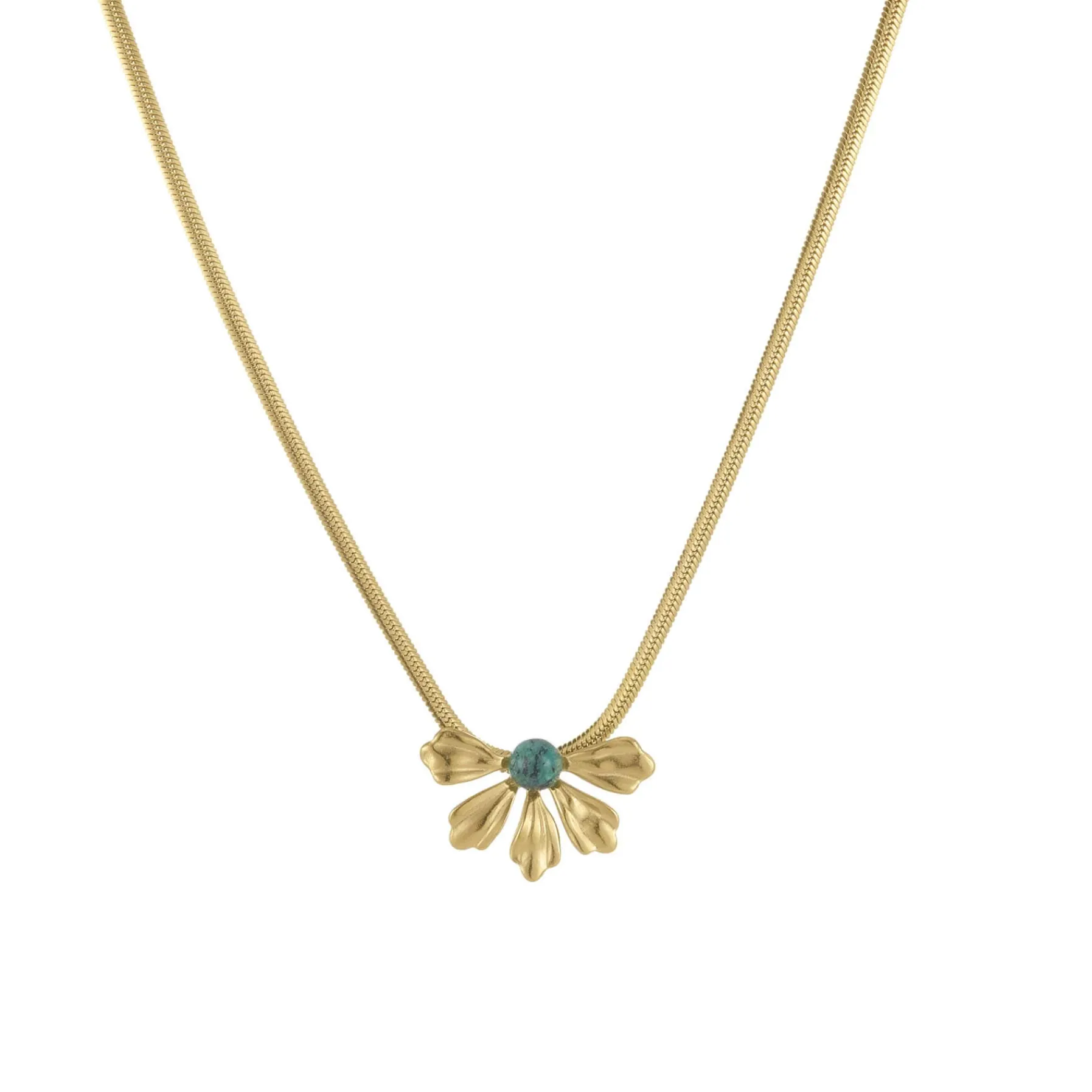 Femme Luzaka Colliers<Collier Amélie acier doré or pierre Pin Africain