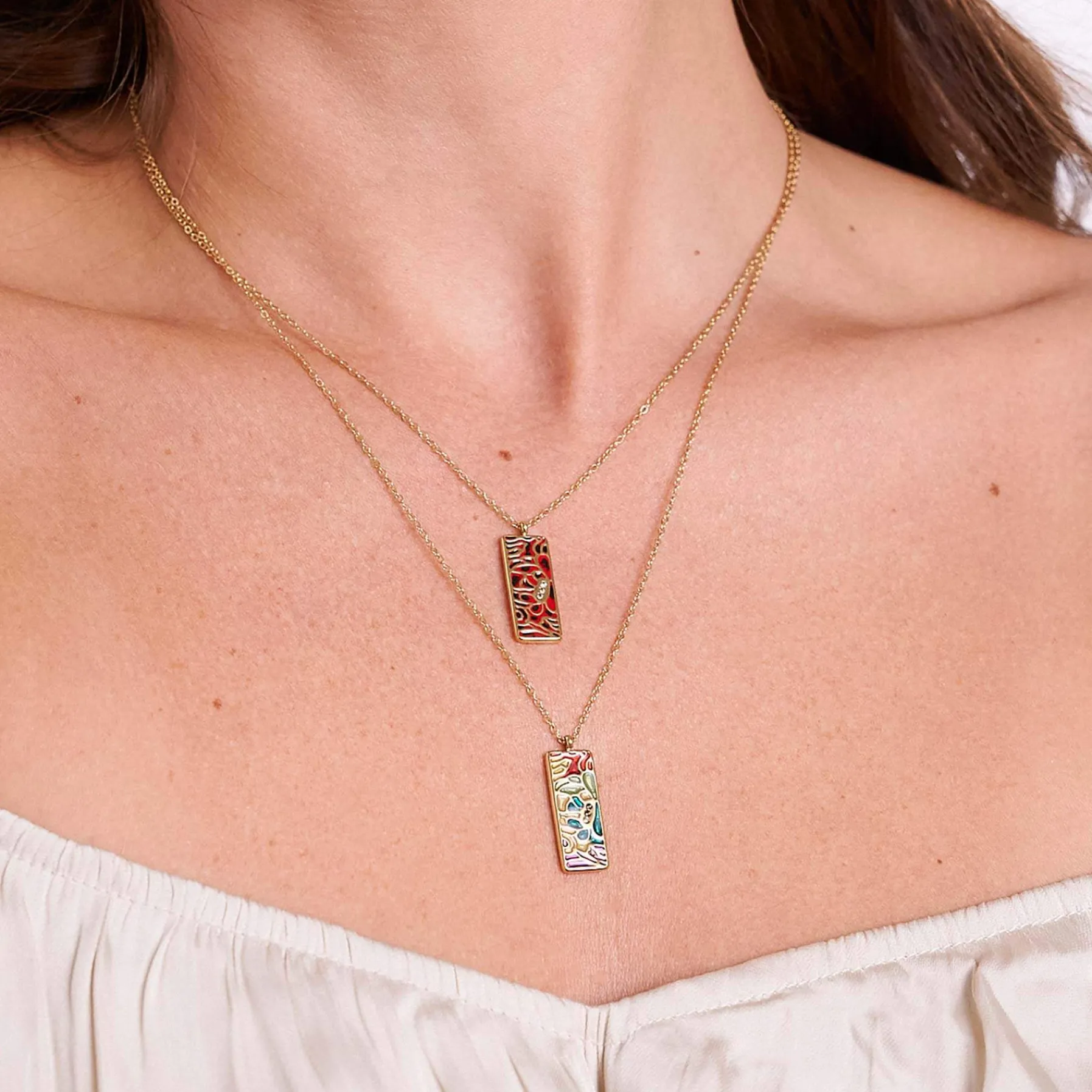 Femme Luzaka Colliers<Collier Artiste rouge acier doré or