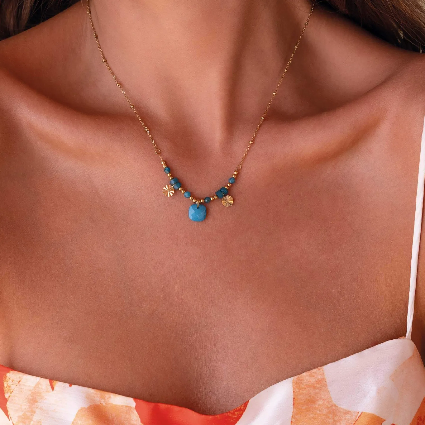 Femme Luzaka Colliers<Collier Cancun Pierres Apatite bleue