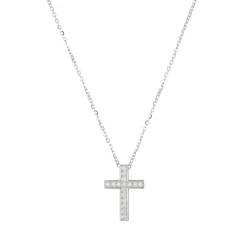 Femme Luzaka Colliers<Collier Croix Argent 925 rhodié et zircons