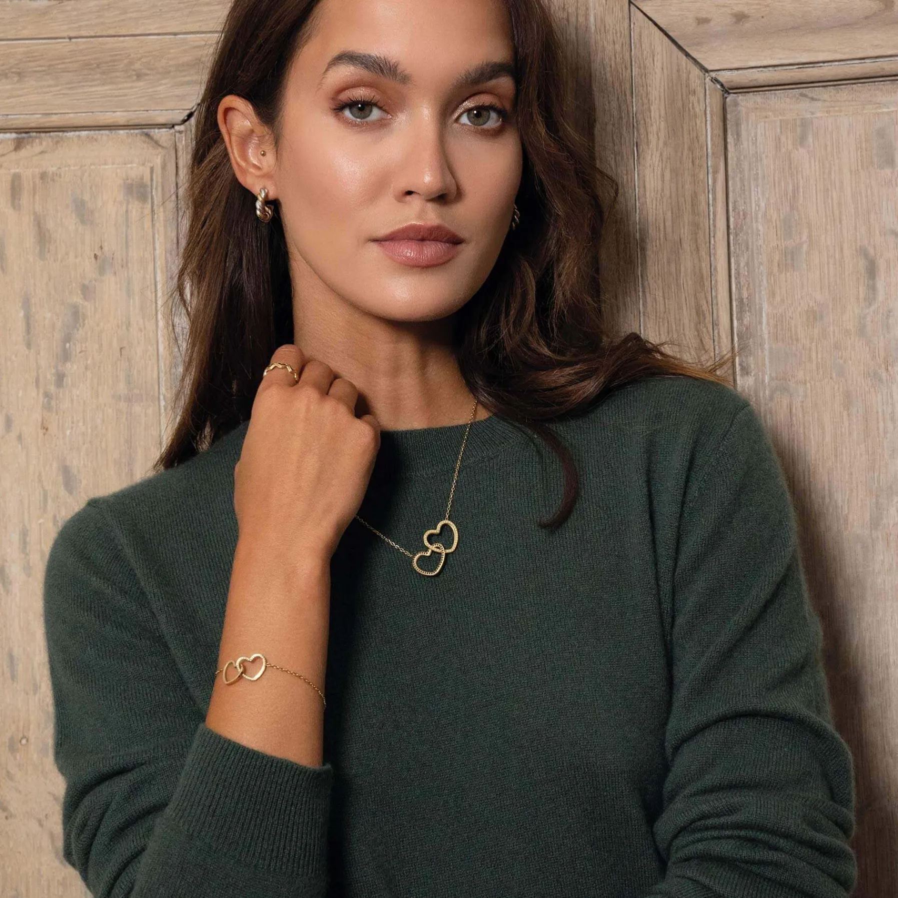 Femme Luzaka Colliers<Collier cœurs entrelacés acier doré or