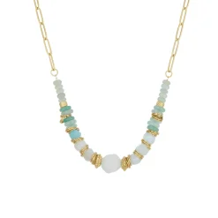 Femme Luzaka Colliers<Collier Elsa acier doré or Amazonite