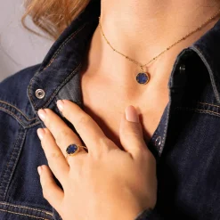 Femme Luzaka Colliers<Collier Etoiles Lapis Lazuli acier doré or