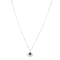 Femme Luzaka Colliers<Collier Eventail acier Obsidienne
