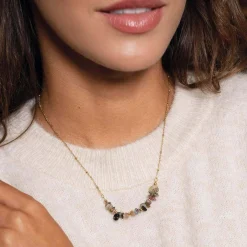 Femme Luzaka Colliers<Collier Flavie acier doré or et pierres